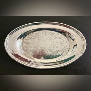 Vintage Woodward & Lothrop Etched Silver Oval Serving Tray